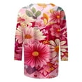 thumbnail image 5 of CYMMPU 3/4 Sleeve Blouses for Women Dressy Casual Floral Printed Spring Tops Crew Neck Tunic Tops Loose Fit Summer Fashion Shirts Mother's Gift Topss Pink M, 5 of 5