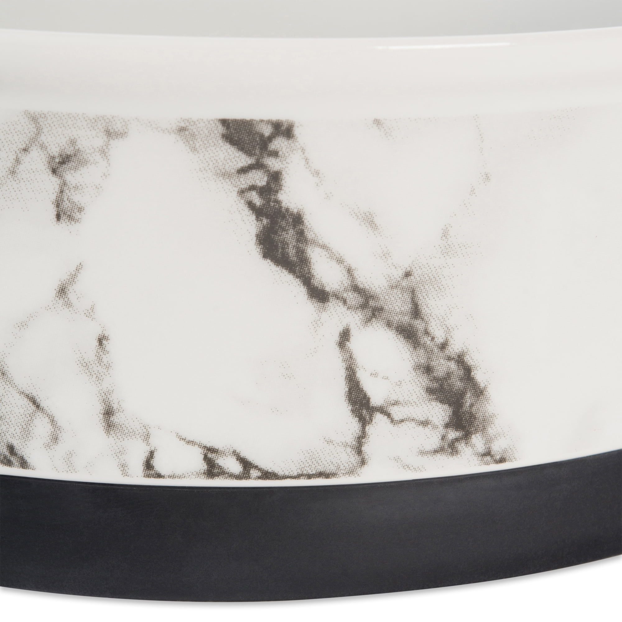 Set of 2 Vibrant Unique Small White Marble Pet Bowl, 4.25"