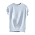 thumbnail image 1 of Birdeem Blouses pour Femmes Décontractées et à la Mode Couleur Unie Manches Courtes Col Rond Haut, 1 of 12