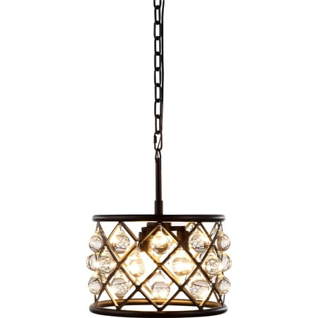 - Pendant MADISON 3-Light Mocha Brown Clear Crystal Polished Nickel Glass EL-3451