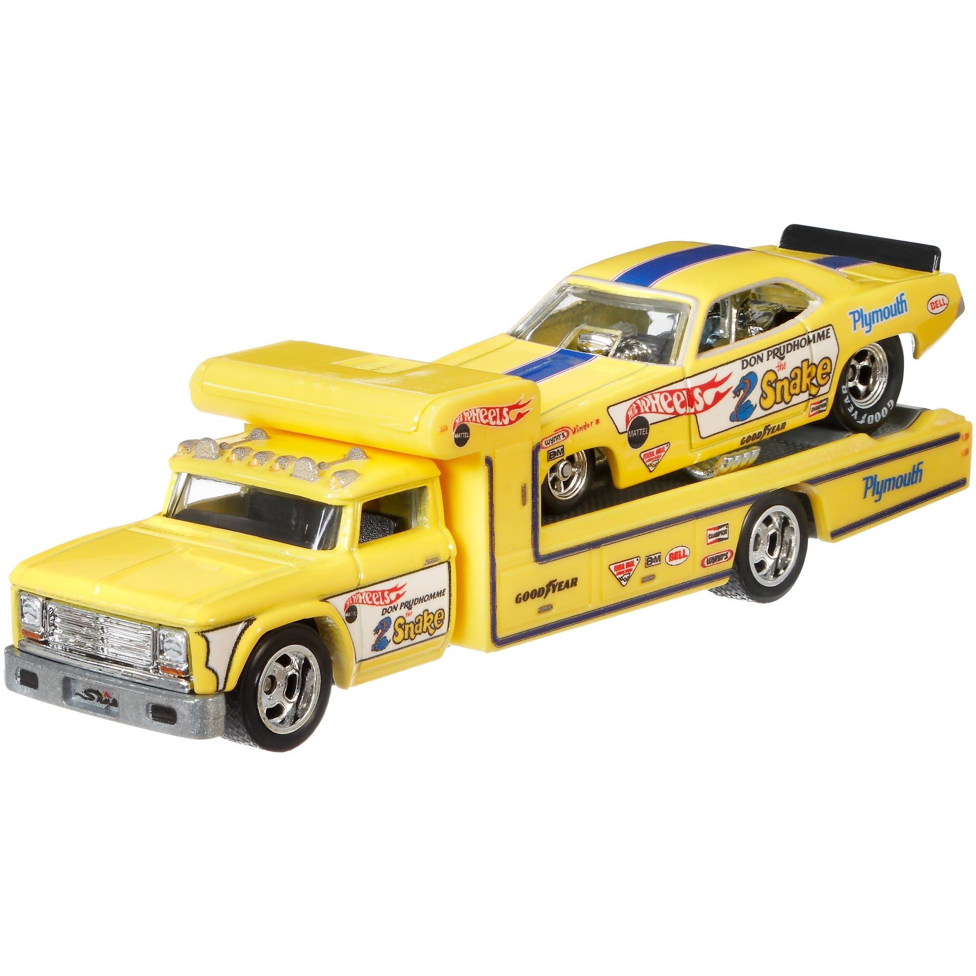 Hot Wheels '72 Plymouth Cuda Funny Car & Retro Rig Yellow 1