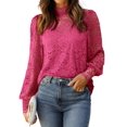 thumbnail image 1 of Blusa HOTOUCH para mujer con linterna de encaje, manga larga, color rosa intenso, talla S, 1 of 6