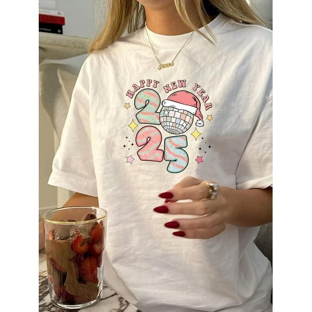 Vintage-Inspired Geometric Print T-Shirt for Women - Casual Crew Neck, Short Sleeve, Polyester Blend, Machine Washable - Perfect for Summer