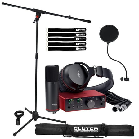 Focusrite Scarlett Solo Studio 4th Gen 2-in 2-out USB Audio Interface with Boom Stand & Pop Filter Package