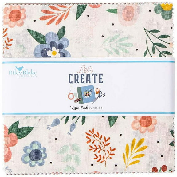 Let's Create Riley Blake Stacker by Echo Park Paper Co.; 42 - 5" Precut Fabric Quilt Squares