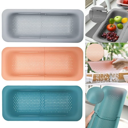 

Collapsible Colander Kitchen Extendable Strainer Fruits Vegetables Noodle Pasta Food Drain Basket Space-Saver Portable Drainer Over Sink