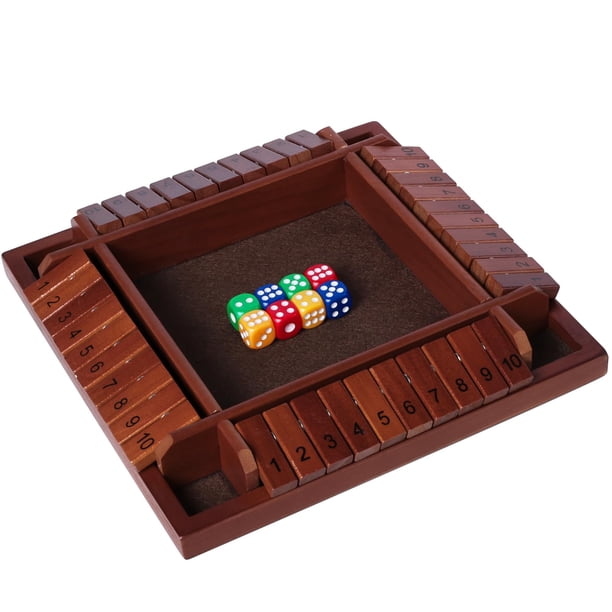 Juego de dados Shut The Box Nicecho para familias de 2 a 4 jugadores, color marrón