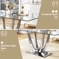 thumbnail image 4 of 70.08”Glass Dining Table Set for 4,Modern Rectangle Clear Tempered Glass Top with U-Shaped Stainless Steel Base,6 Velvet Upholstered Dining Chairs for Apartment, Kitchen Dining Room,Small Spaces, 4 of 7