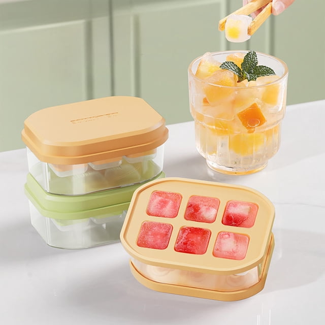 Sentmoon Moules à Glace Plateau à Glace Plateau à Glace en Silicone Réfrigérateur d'Été Moules à Glace à Pression Machine à Glace Flexible Plateau à Glace Empilable avec Bac