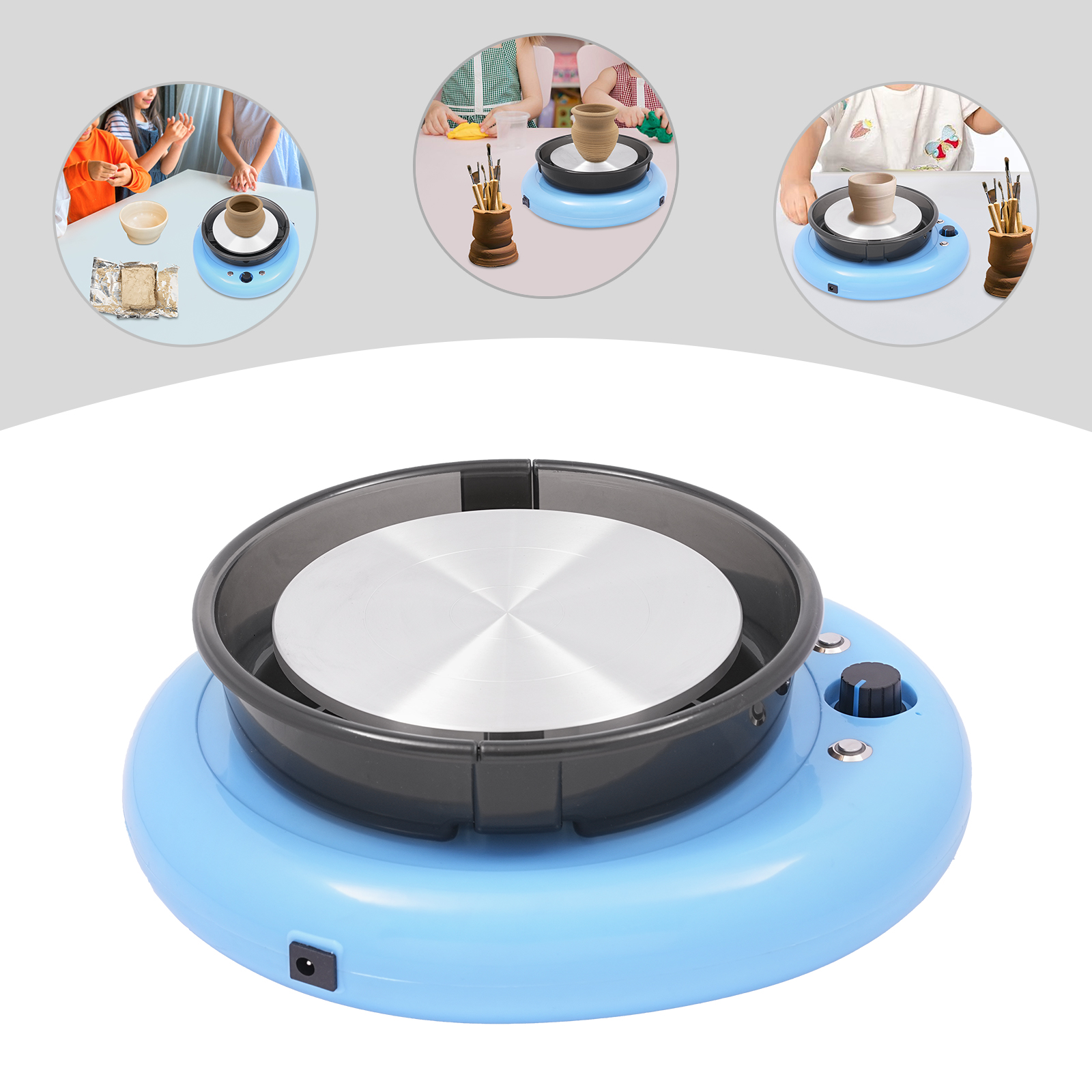 Mini Pottery Wheel Kit  5.91in Ceramic Wheel Machine Adjustable Speed & Forward/Reverse Rotation Art Crafts Wheel Creation DIY for Kids beginners, skilled workers, and amateurs