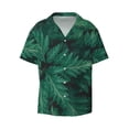 thumbnail image 2 of Lsque Green Leave Fern print Men's Cuban Collar Short Sleeve Shirt Summer Beachwear Casual Button Down Fashionable Vacation Leisure Shirt-Small, 2 of 7