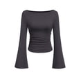 thumbnail image 1 of Camiseta PRETTYGARDEN Otoño 2025 Crop Top de Manga Campana en Gris Oscuro M, 1 of 8