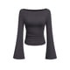 thumbnail image 1 of Camiseta PRETTYGARDEN Otoño 2025 Crop Top de Manga Campana en Gris Oscuro M, 1 of 8