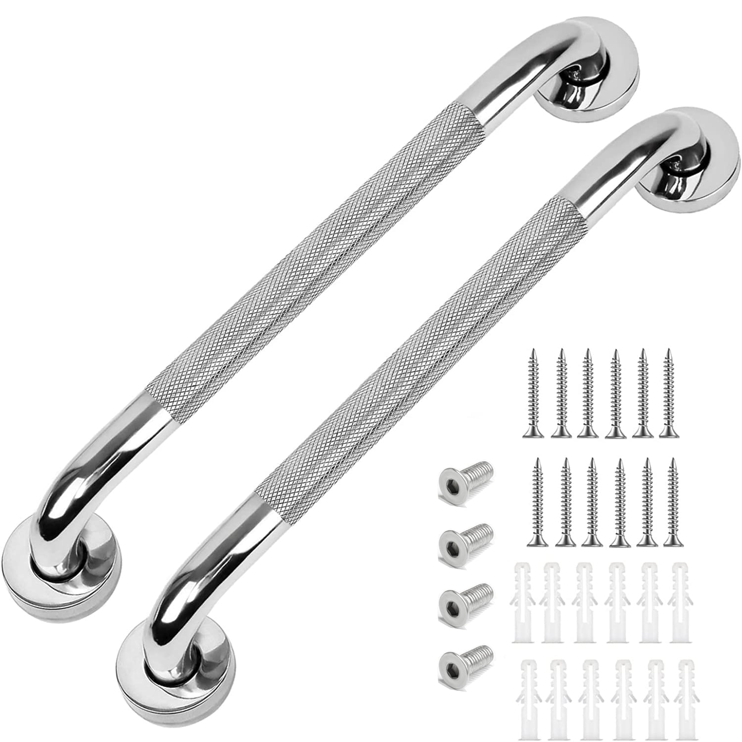 Lumex Chrome Knurled Grab Bar, Chrome, 18 Inch 2018A