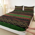 thumbnail image 4 of jejeloiu Tribal Stripes Queen Sheets For Men Women,Ethnic Pattern Queen Sheet Sets,Green Black,4pcs,1 Flat Sheet, 1 Fitted Sheet and 2 Pillowcases, 4 of 6