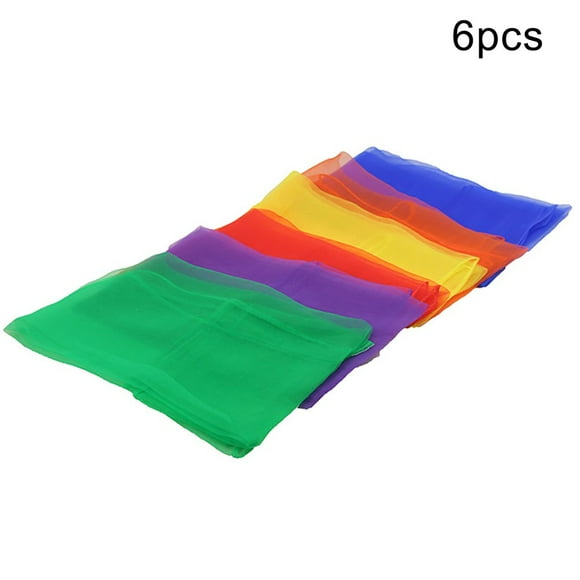 6Pcs 60cm Solid Color Square Juggling Dance Scarves Magic Tricks Props Kids Toy