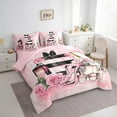 thumbnail image 3 of Manfei Pink Fashion 7pcs Bedding Comforter Set,High Heels Queen Bedding Sets Super Cozy,Flower Cosmetics Queen Sheet Sets,Microfiber Floral Bedroom Decorative,Reversible, 3 of 7