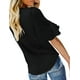 thumbnail image 3 of Blusas con cuello en V para mujer, con volantes, manga 3/4, con nudo de corbata, camisas con botones Ormromra LRWJ306-7, 3 of 3