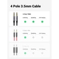 thumbnail image 3 of Cable Audio Ugreen Auxiliar 3.5mm de 4 Polos 2m Negro, 3 of 7