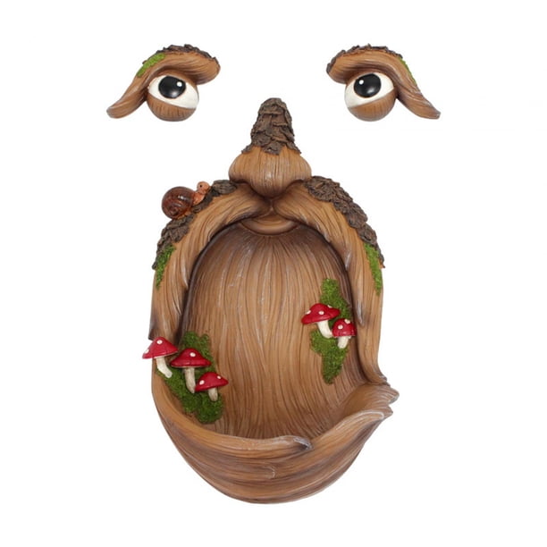 Decoración de la cara del árbol, alimentador de pájaros al aire libre, escultura divertida para abrazar árboles, decoración de césped y jardín kusrkot Cara del árbol del comedero para pájaros
