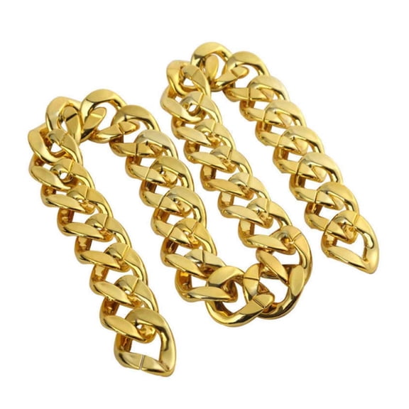 JNANEEI Sparkling Faux Gold Chain Necklace Plastic Big Chunky Necklace Rapper Accessory
