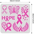 thumbnail image 2 of 1pc Ribbon Pattern Plastic Painting Stencils Templates 30x30cm Ribbons Wings Butterflies Heart Breast Cancer Prevention Theme Stencils for Painting on Walls Arts and Crafts, 2 of 8