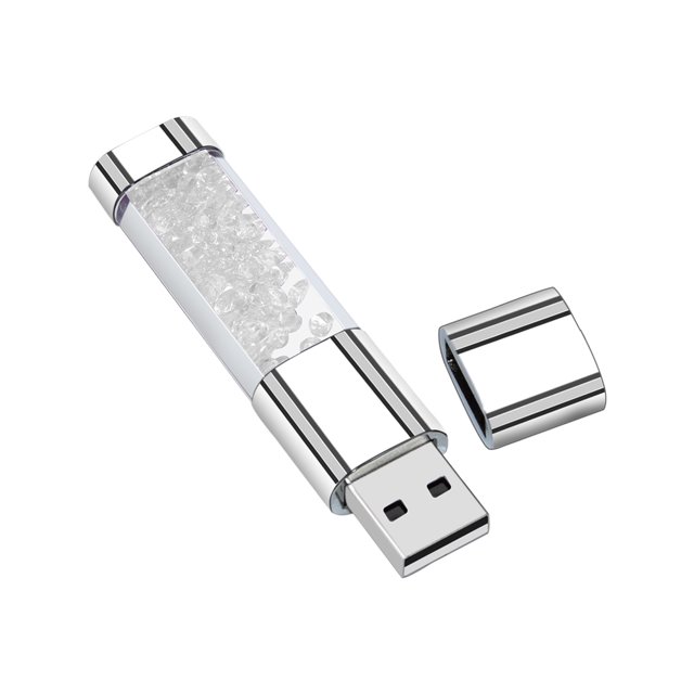 Crystal Diamond Usb Flash Drive 2.0 64GB Pendrive Cutomize Photo with LED light Stick Usb disk Memoria Stick Exquisite gift silver 32GB