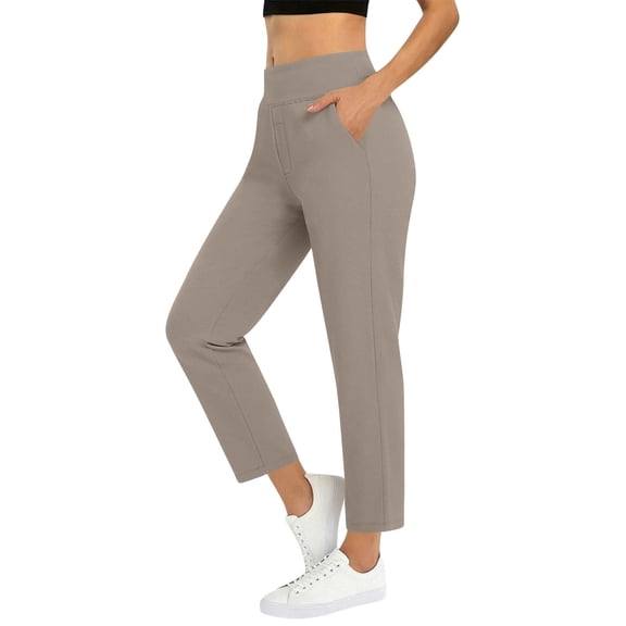 Admvng Cropped Pants for Women Straight Leg Solid Stretch Golf Trousers with Pockets