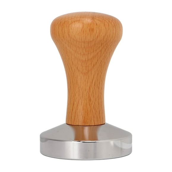 Coffee Tamper Stainless Steel Flat Bottom Tamping Tool Coffee Hand Tamper with Wooden Handle