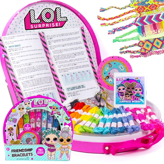 L.O.L. Surprise! Friendship Bracelets, DIY Bracelet Making Kit, Design 70  Friendship Bracelets.Kit Includes Surprise Charms & Accessories,Storage Case & Instructions