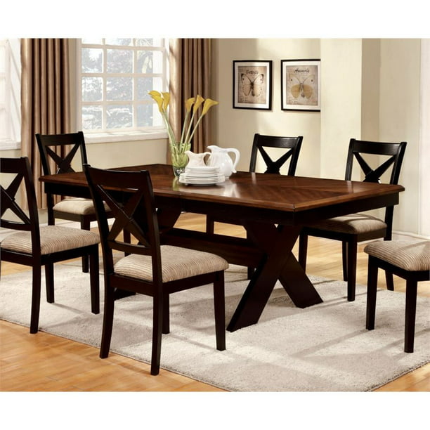Furniture Of America Hulledge Wood, Dark Wood Dining Room Table With Leaf
