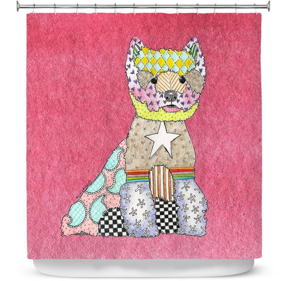 Shower Curtains 70" x 73" from DiaNoche Designs by Marley Ungaro - Westie Pink