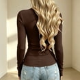 thumbnail image 5 of FchengtaiS Long Sleeve Shirts for Women Ribbed Slim Fitted Basic Tee Top Mock Neck Workout Stretchy Undershirts, 5 of 7