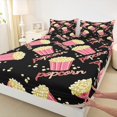 thumbnail image 3 of Manfei Cartoon Popcorn Cinema Twin Sheet Sets,Moive Time Twin Fitted Sheet,Pink Yellow Black Flat Sheet For Kids,Ultra Soft Home Decor,3-Piece, 3 of 7