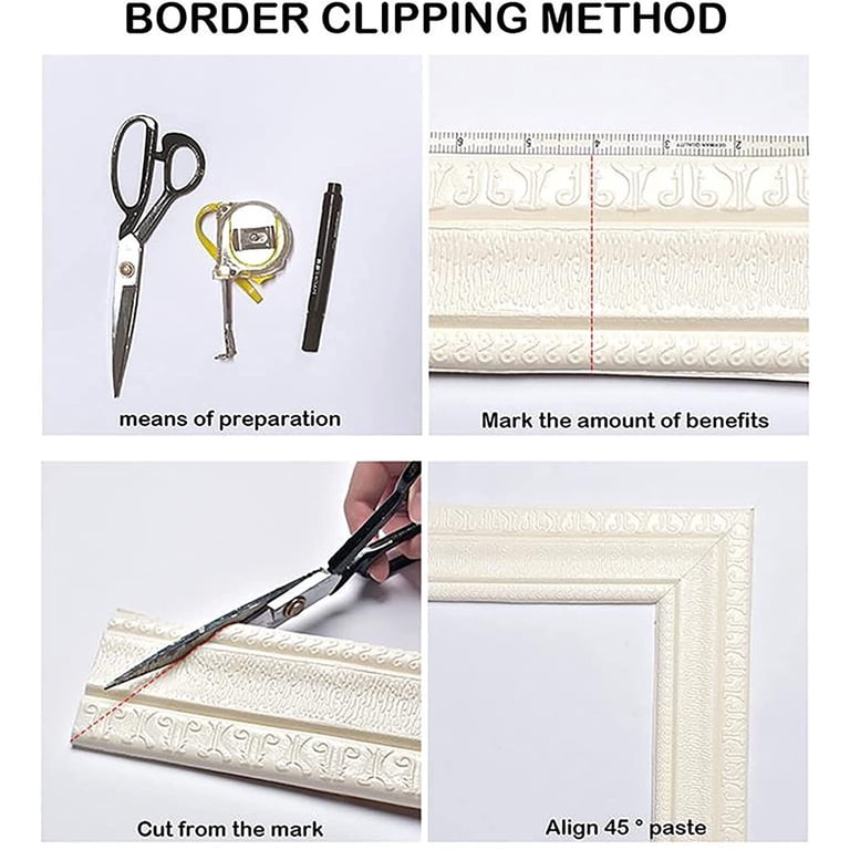 Self-Adhesive Wall Molding - 8cm Wide Foam Border Sticker for Baseboard ...