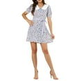 thumbnail image 1 of INSPIRE CHIC Robe-Chemise Courte à Manches Courtes pour Femmes, Coupe Évasée, Col Contrastant, 1 of 5