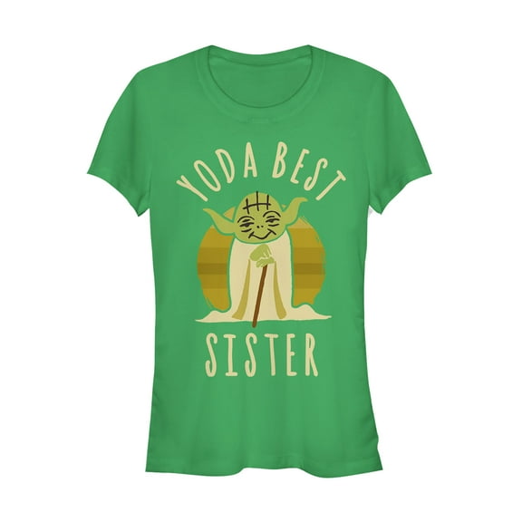 Junior's Star Wars Yoda Best Sister Cartoon Graphic Tee Kelly Green Large