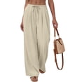 thumbnail image 2 of Fantaslook Wide Leg Pants for Women High Waisted Drawstring Pleated Trousers Pants Summer Casual Work Pants with Pockets, 2 of 8