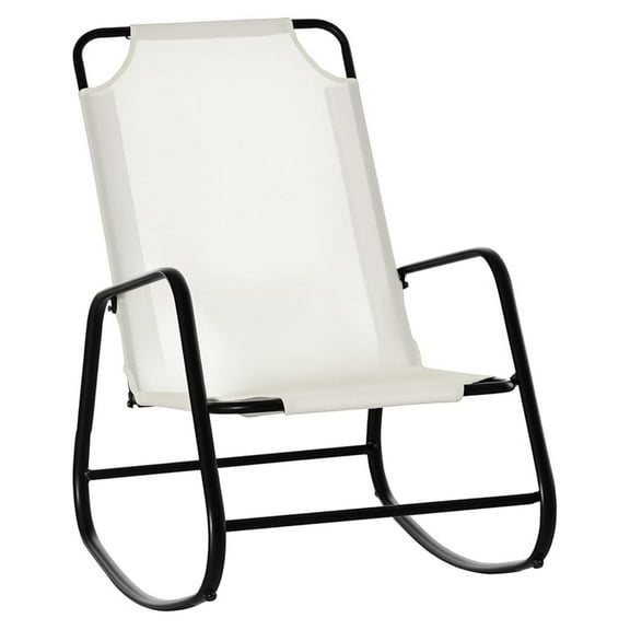REKHH Garden Rocking Chair, Outdoor Indoor Sling Fabric Rocker for Patio, Balcony, Porch, Cream White