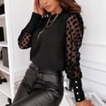 thumbnail image 2 of Kaemgyyd Long Sleeve Top for Women Mesh Crew Neck Casual Loose Tops Solid Polka Dot Work Shirt Spring Fall Fashion Clothes, 2 of 4