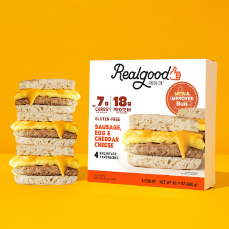 Realgood Breakfast Sandwiches, Sausage, Egg & Cheddar Cheese 4 ct