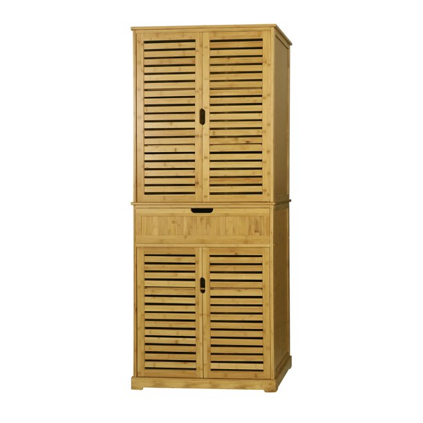 VEIKOUS 72'' Bamboo Kitchen Pantry Buffet Hutch Storage with Large Drawer