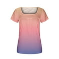 thumbnail image 4 of Sentuca Casual Going Out Tops for Women Soft Print Short Sleeve Square Neck Tops, 4 of 5