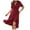 Wine, variant on LYXSSBYX Summer Dresses for Women Summer Fashion Short-sleeved V-neck High-waistband Bohemian Long Short-sleeved Dress