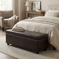 thumbnail image 4 of Avalon 48 inch Wide Contemporary Storage Ottoman Bench in Tanners Brown Vegan Leather, 4 of 11