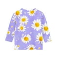 thumbnail image 6 of JTSRKL Kids Girls 3/4 Length Sleeve Tops Cute Daisy Pattern Print Fall Crewneck Graphic T-Shirts Loose Lightweight Comfy Pullover Blouse Purple 3-4 Years, 6 of 6
