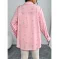 thumbnail image 2 of Cuteduck Women's Plus Size Bow Print Oversized Boyfriend Shirt Fall Spring Long Sleeve Turn-Down Collar Casual Button Down Blouse 1X-4X, 2 of 9