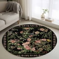thumbnail image 2 of Black Spring Floral Round Area Rugs Collection 3', Elegant Pastoral Flowers Birds Retro Art Non Slip Indoor Circular Throw Runner Rug Floor Mat Carpet for Living Room Dining Table Bedroom Nursery, 2 of 9