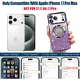 thumbnail image 2 of Funda magnética con purpurina para iPhone 17 Pro Max, compatible con MagSafe, protección total, delgada, a prueba de golpes y arañazos, con protector de lente de cámara, red antipolvo y brillo, 2 of 7