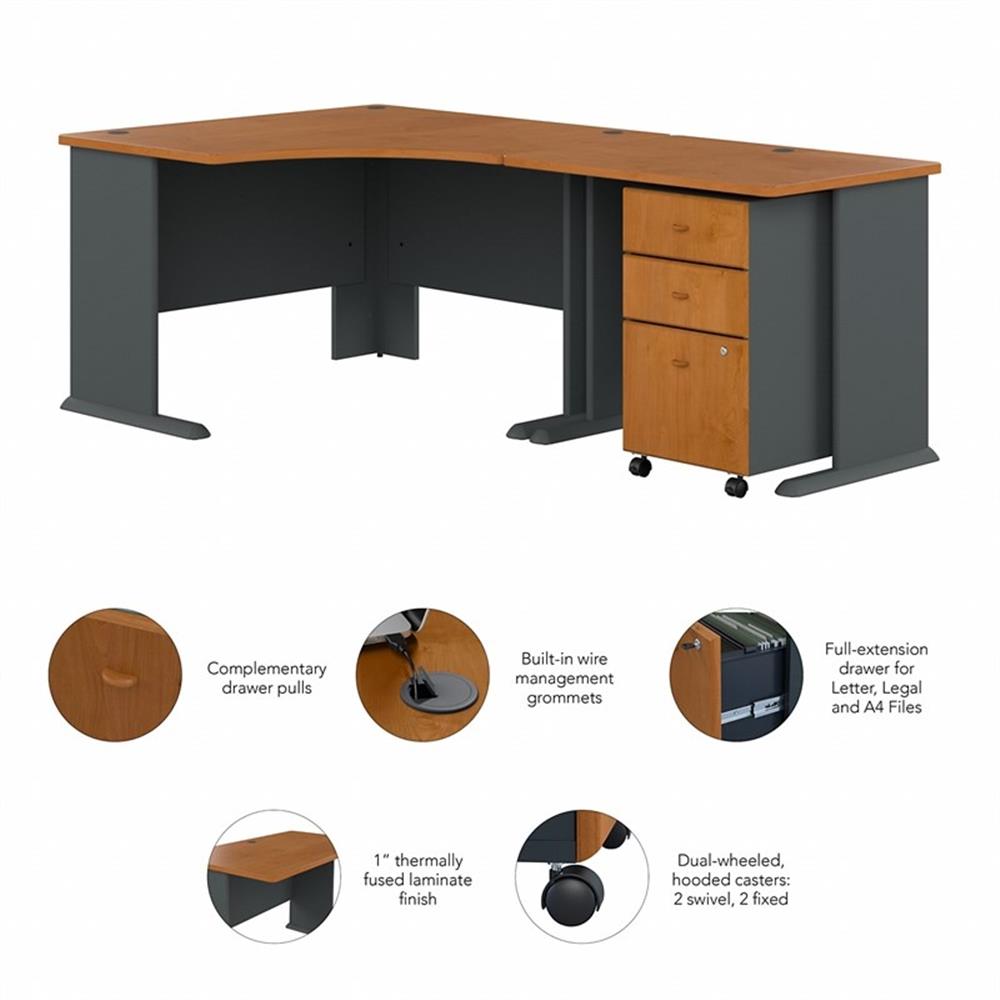 Series A 83" L Shaped Executive Desk in Natural Cherry - Engineered Wood